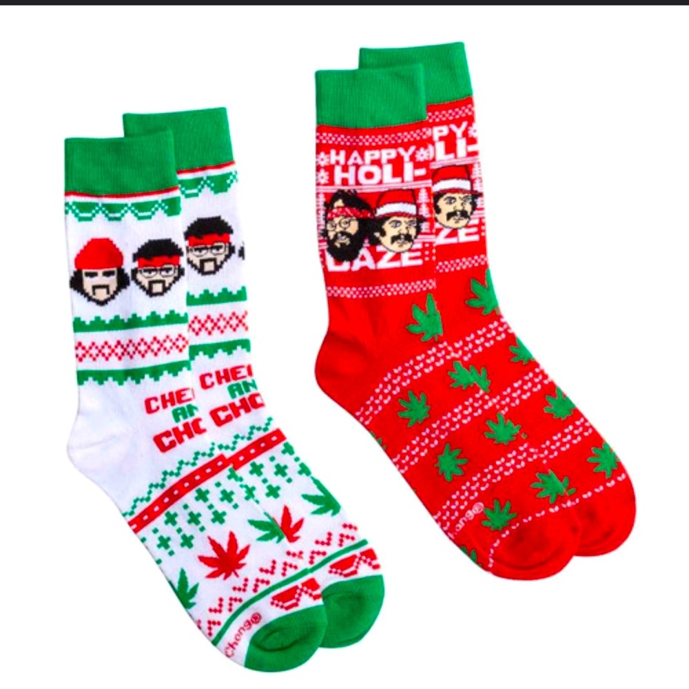 Cheech & Chong Christmas Crew Socks (Pack of 2) - Adults Large